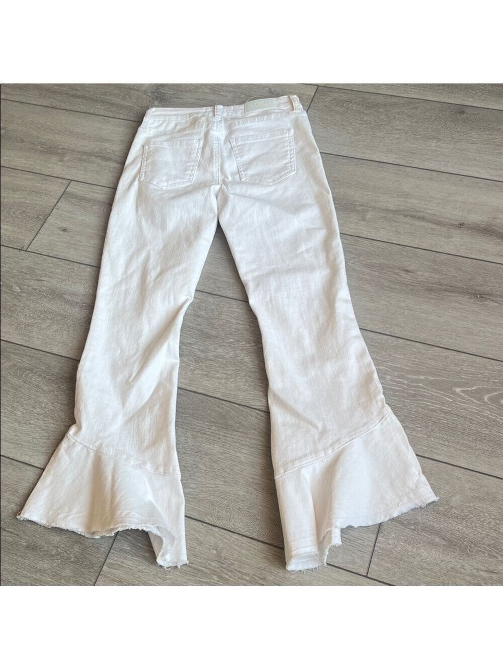 Pistola Marina flare flounce hem cropped Capri White Denim Jeans size 25 - Picture 8 of 8